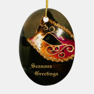 Elegant Red Masquerade Mask Holiday Ornament