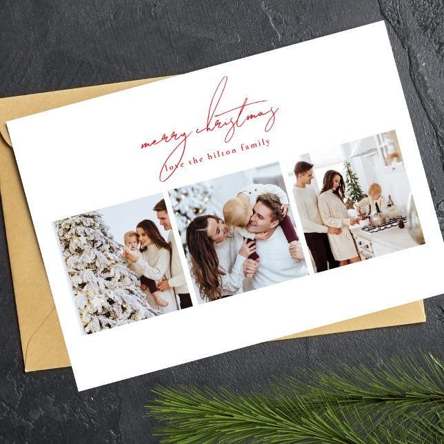 elegant red merry christmas | 6 photo multi happy holiday card (Creator Uploaded)