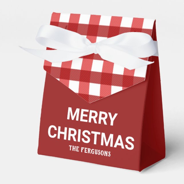 Elegant Red Merry Christmas favor box (Front Side)