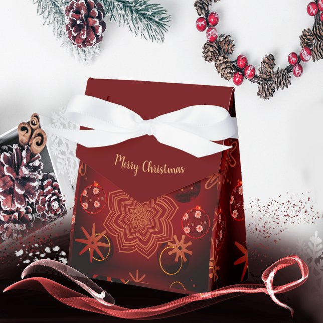 Elegant Red Merry Christmas Favor Boxes (red box)
