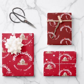 Elegant Red Merry Christmas Graffiti ginger house