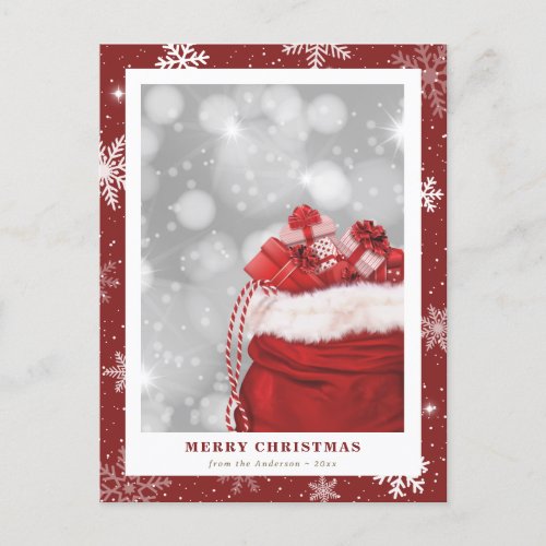 Elegant Red Merry Christmas Holiday Postcard