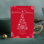 Elegant Red Merry Christmas Tree Snowflakes Holiday Card<br><div class="desc">Celebrate the season with this Merry Christmas card in a vibrant red color. This design template combines festive charm with modern elegance, making it the perfect choice for spreading holiday cheer. Personalize your message and make your Christmas greetings stand out with this striking and stylish card. Custom Orders are Welcome,...</div>