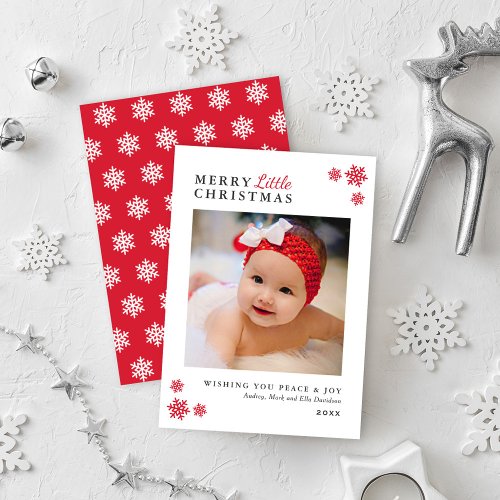 Elegant Red Merry Little Christmas Photo Holiday Card