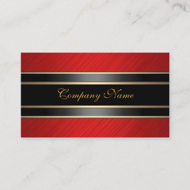 Elegant Red Metal Black Bronze Business Card (Front)