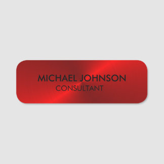 Elegant Red Metallic Professional Business Name Tag