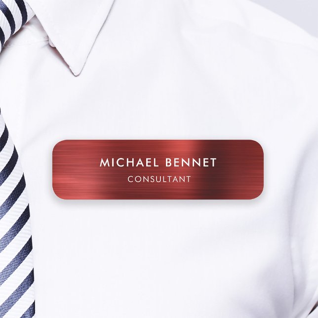 Elegant Red Metallic Professional Business Name Tag (Elegant Red Metallic Professional Business Name Tag)
