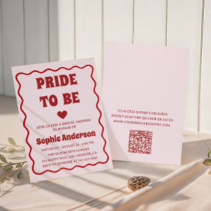 Elegant Red Minimalist Bridal Shower with QR Code Invitation