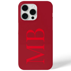 Elegant Red Minimalist Initial Monogram iPhone 15 Pro Max Case
