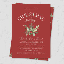 Elegant Red Mistletoe Christmas Holiday Party