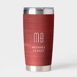 Elegant Red Monogram Insulated Tumbler