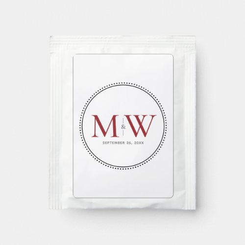 Elegant Red Monogram Wedding Favor Tea Bag Drink Mix