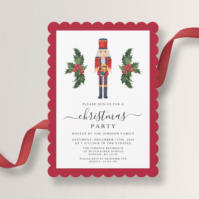 Elegant Red Nutcracker Christmas Party Invitation (Elegant Red Nutcracker Christmas Party Invitation)