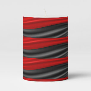 Elegant Red on Black Pattern Pillar Candle