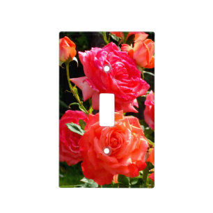 Elegant red orange coral roses rose garden light switch cover