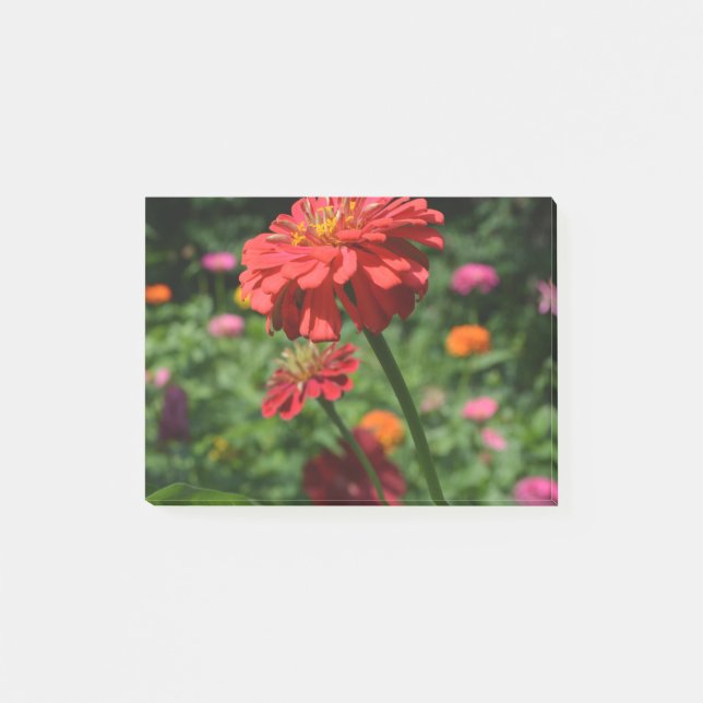 Elegant red orange floral flower garden post-it notes (Front)
