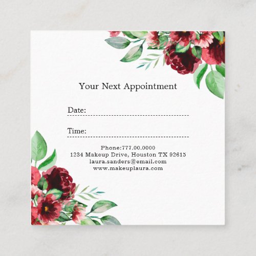 Elegant Red Orange Flower Hair  Makeup Business Appointment Card