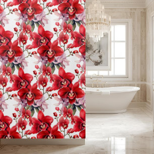 Elegant Red Orchids Shower Curtain