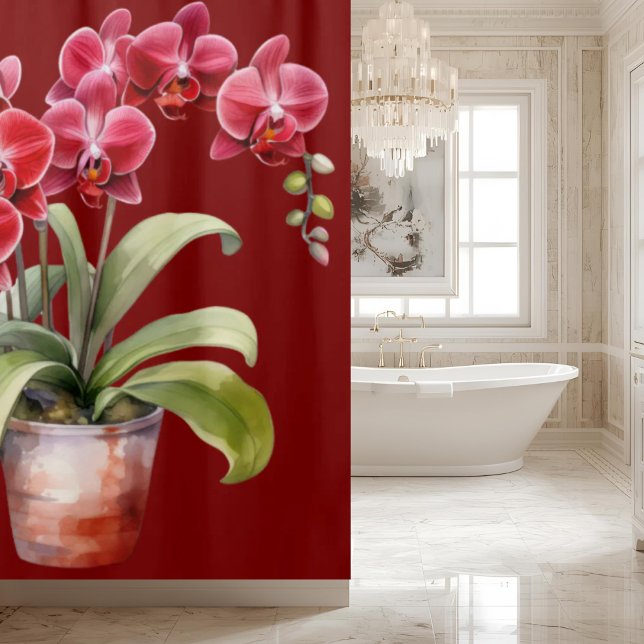 Elegant Red Orchids Shower Curtain (Creator Uploaded)