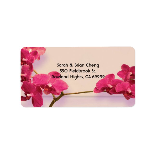 Elegant Red Orchids Wedding Address Label (Front)