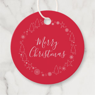 Elegant Red Original Christmas Wreath  Favor Tags