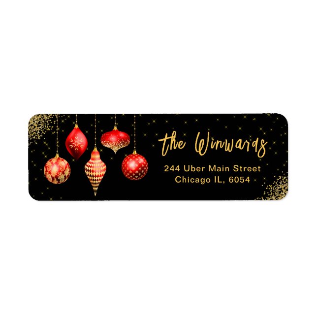 Elegant Red Ornament Christmas Label (Front)
