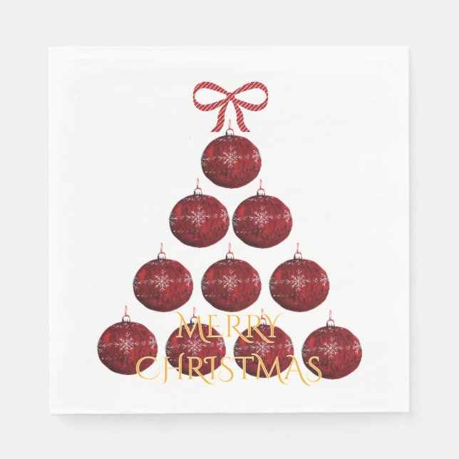 Elegant red ornament Christmas tree Napkins (Front)