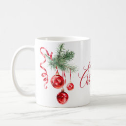Elegant Red Ornament Merry Christmas Holiday Coffee Mug