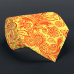 Elegant Red Paisley On Custom Yellow Background Neck Tie<br><div class="desc">Elegant red vintage floral paisley seamless pattern over a custom light yellow background.</div>