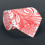 Elegant Red Paisley On White Changeable Background Tie<br><div class="desc">Elegant Red vintage floral paisley seamless pattern over white background color you can change.</div>