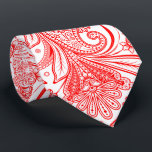 Elegant Red Paisley On White Changeable Background Tie<br><div class="desc">Elegant Red vintage floral paisley seamless pattern over white background color you can change.</div>