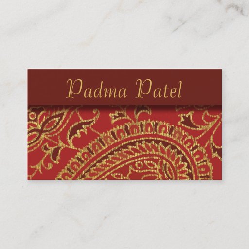 Customizable Elegant Red Paisley Professional Business Card
