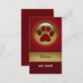 elegant red paw print pet care Business Cards (Front/Back)
