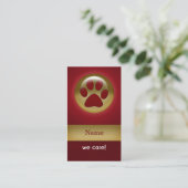 elegant red paw print pet care Business Cards (Standing Front)