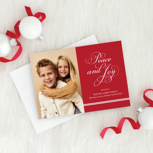 Holiday Photo Card | Red Peace and Joy