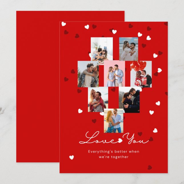 Elegant Red Personalized Photo Valentine's day Holiday Card (Front/Back)