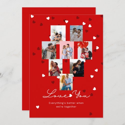 Elegant Red Personalized Photo Valentines day Holiday Card