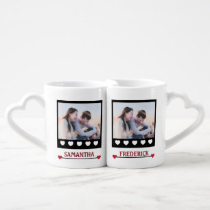 Elegant Red Personalized Portraits Coffee Mug Set