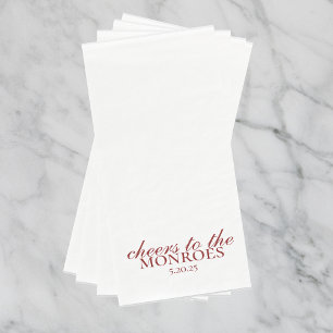 Elegant Red Personalized Wedding Guest Towels