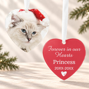 Elegant Red Pet Memorial Photo Keepsake Ornament