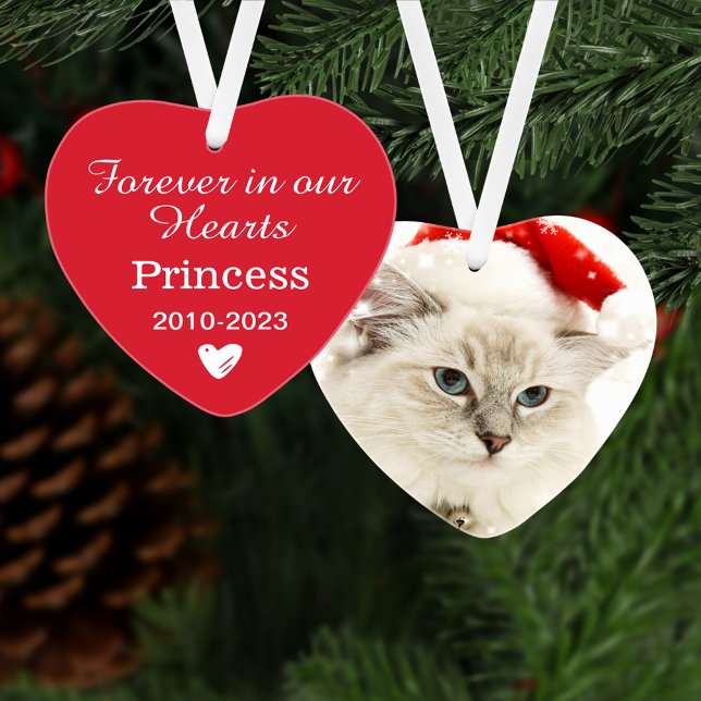 Elegant Red Pet Memorial Photo Keepsake Ornament (Creator Uploaded)