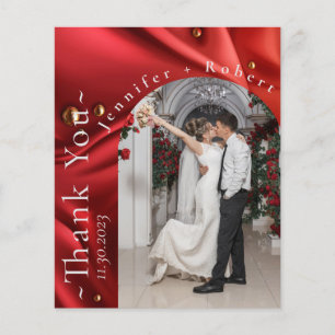 Elegant Red Photo Budget Wedding Thank you card Flyer