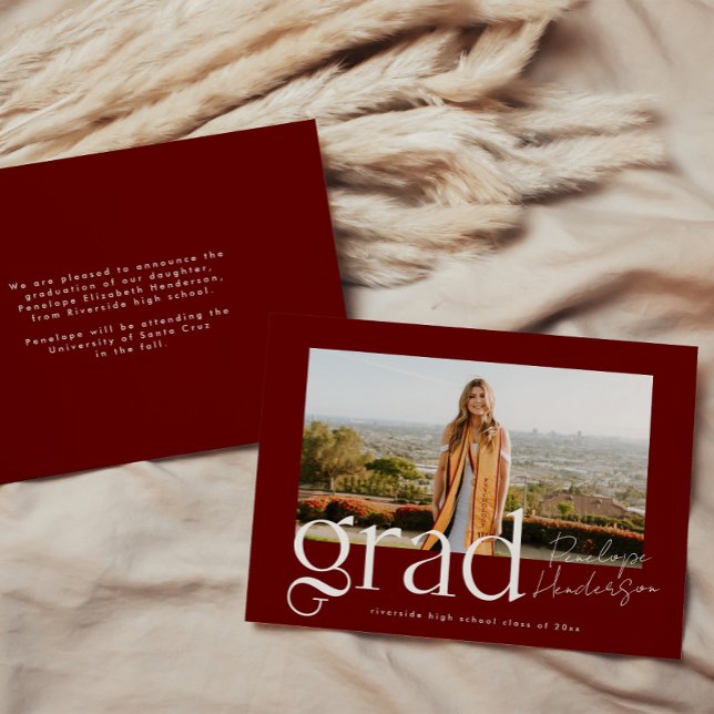 Elegant Red Photo Class of 2025 Graduation Announcement (Creator Uploaded)