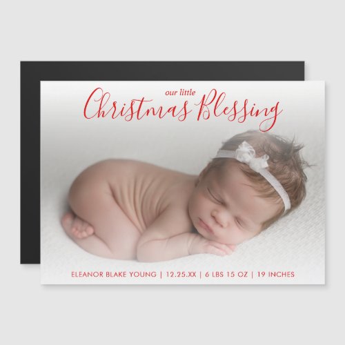 Elegant Red Photo Holiday Birth Announcement