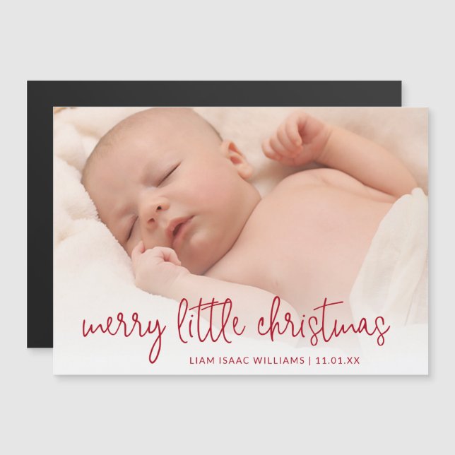 Elegant Red Photo Holiday Birth Announcement (Front/Back)