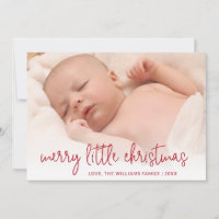 Elegant Red Photo Holiday Birth Announcement