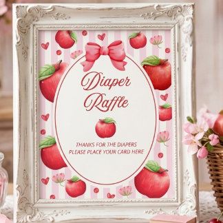 Elegant Red Pink Apple Coquette Diaper Raffle  Poster