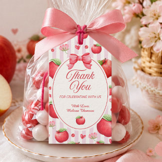Elegant Red Pink Apple Coquette Thank You  Gift Tags