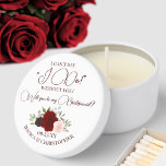 Elegant Red & Pink Boho Roses Bridesmaid Proposal Mini Candle Favors<br><div class="desc">These beautiful candles are designed as a fun way to ask your friends to be bridesmaids at your wedding. The lovely boho chic design features a cluster of hand painted watercolor roses in shades of burgundy red and blush pink. The text is written in fancy script lettering and reads "I...</div>