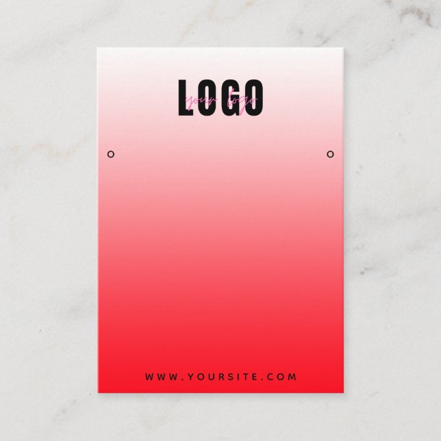 Elegant Red & Pink Ombre Earrings Jewelry Display Business Card (Front)
